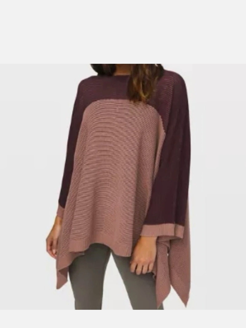 lululemon athletica Two-Tone Knit Poncho in Dusty Rose and Plum